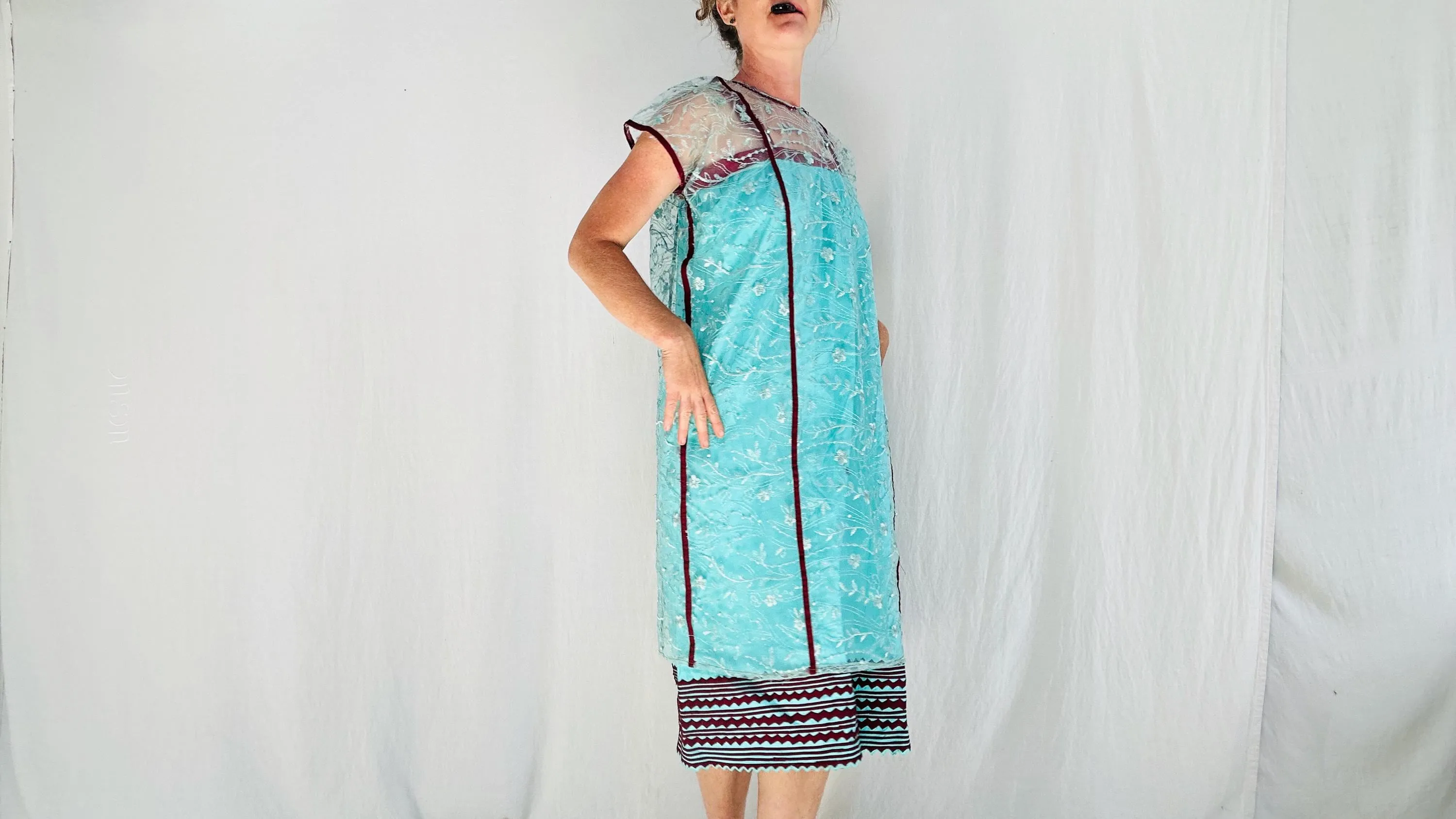 Amuzgo Traje Outfit. Handmade Traditional Dress from Guerrero, Mexico. Turquoise Sundress