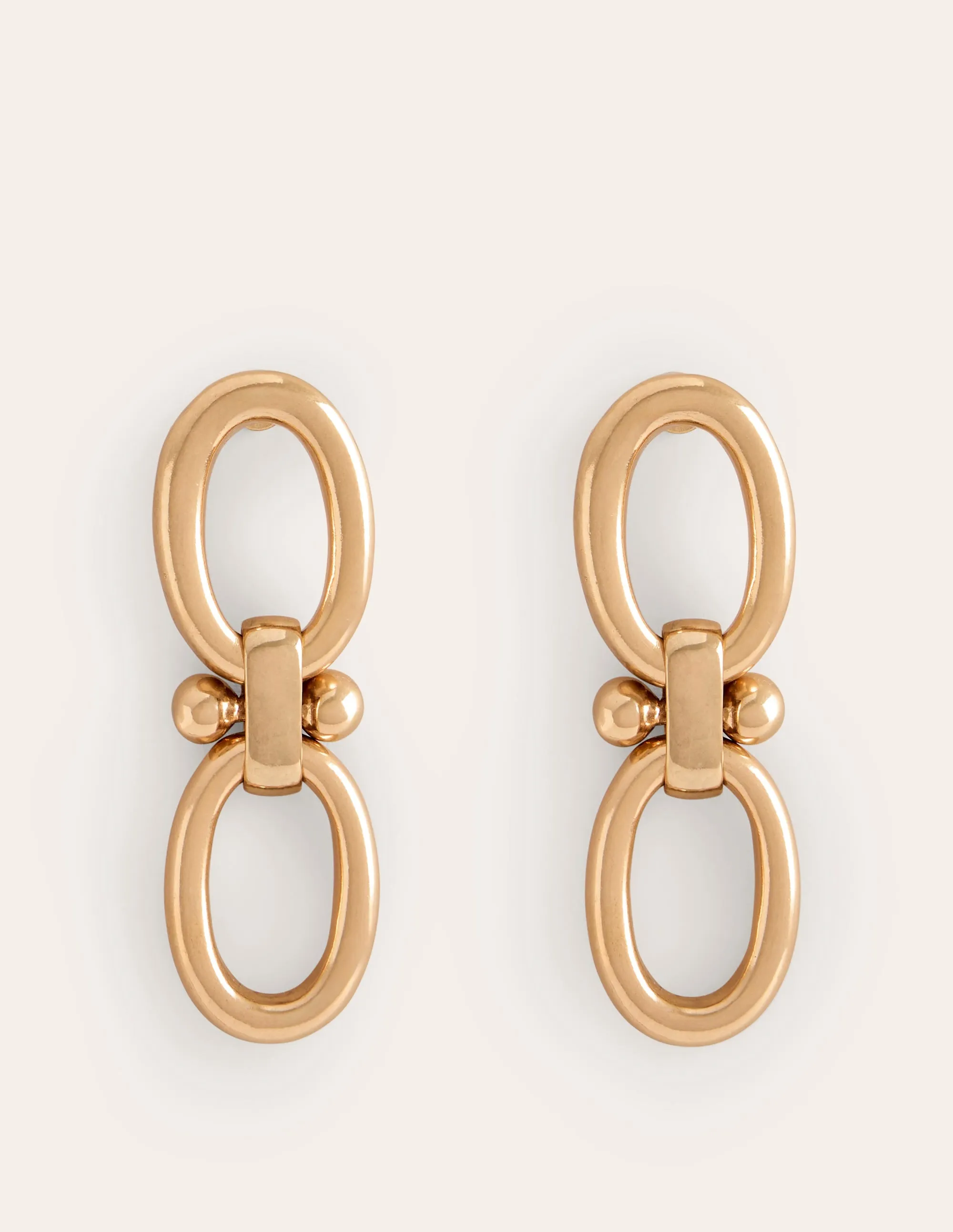 Chunky Oval Chain Earrings-Gold