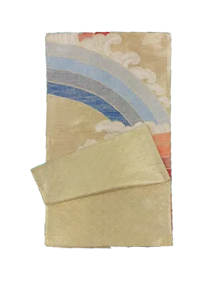 Japanese Kimono Vintage Fukuro Obi - Gold, Rainbow and Cloud