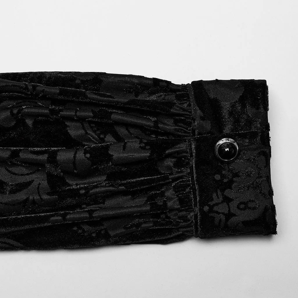 Men's Gothic Stand Collar Puff Sleeved Flocking Shirt