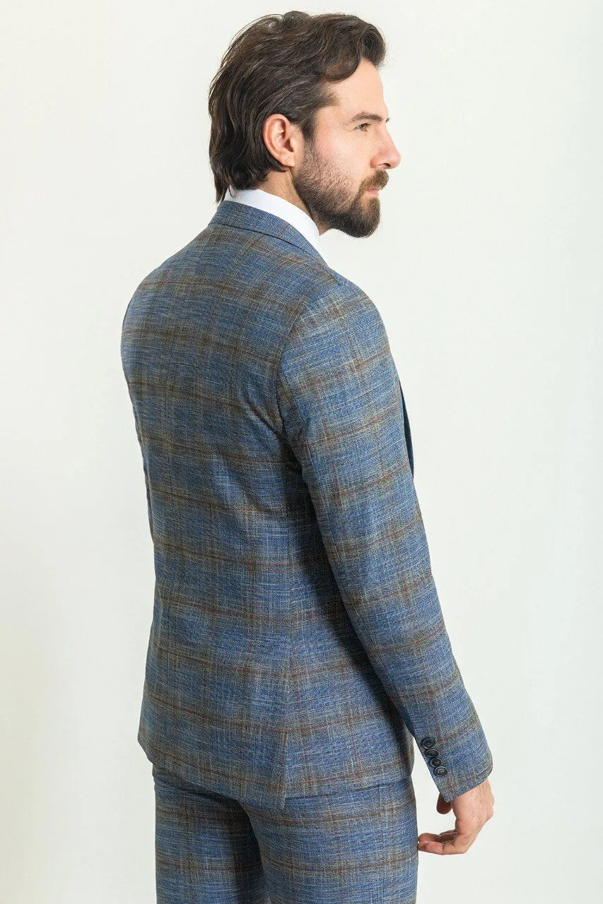 Patterned Navy Blue 3-Piece Suit.